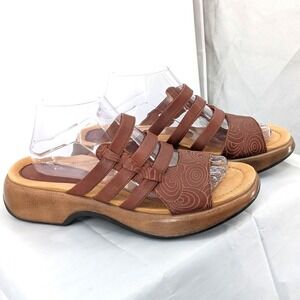 Dansko Leather‎ Slide Sandals Brown Strappy Comfort Clogs Size 42